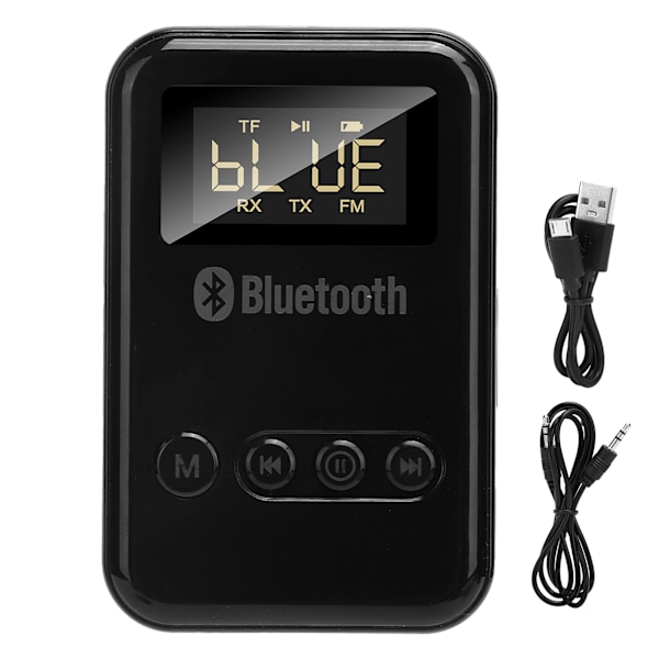 Bluetooth 5.0 2i1 Trådløs Audio Transmitter Receiver Bil FM Digital Display Adapter