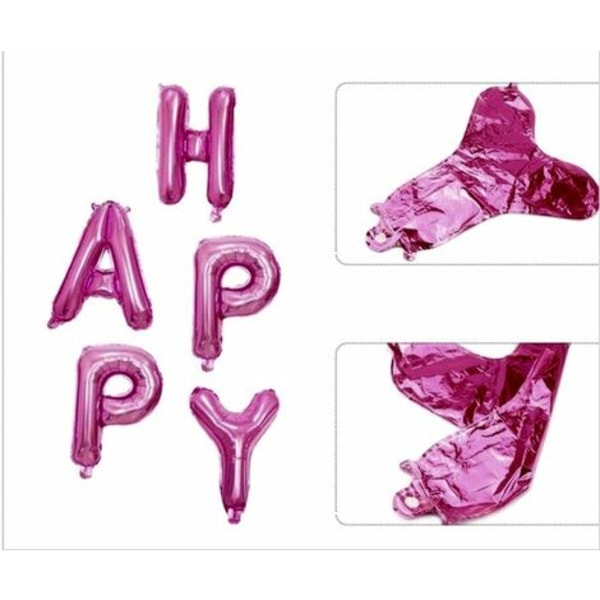 Vaaleanpunaiset kirjaimet Happy Birthday Folio ilmapallot, Happy Birthday Bannerit lapsille Aikuisten syntymäpäiväjuhlien koristelutarvikkeet Acce