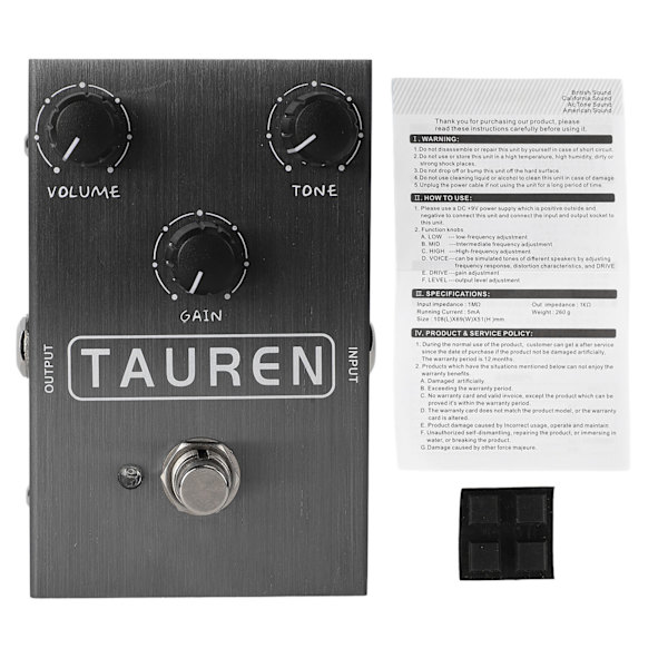 Elgitarr Effektdrivpedal Effektor Simulerar Gitarrdistorsion och Overdrive-effekter AN 36 Grå