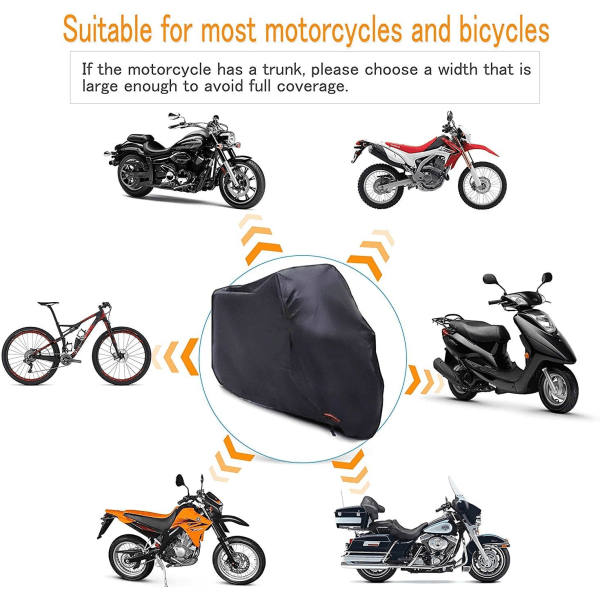 Cover - inomhus och utomhus - för Harley-Davidson, Honda, Suzuki - Svart - L (220 x 95 x 110 cm),