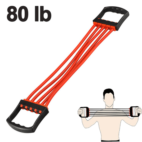 Justerbar Chest Expander 5 Ropes Exercise System-Sort