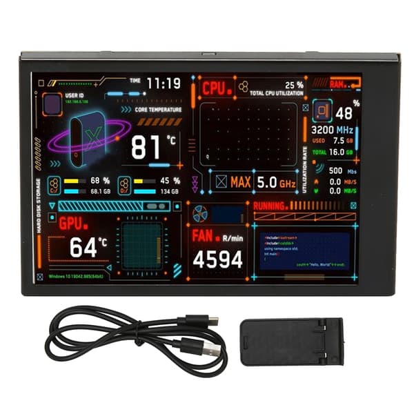 3,5 tums IPS dimbar dubbel USB C PC CPU GPU RAM-dataskärm med temaredigerare