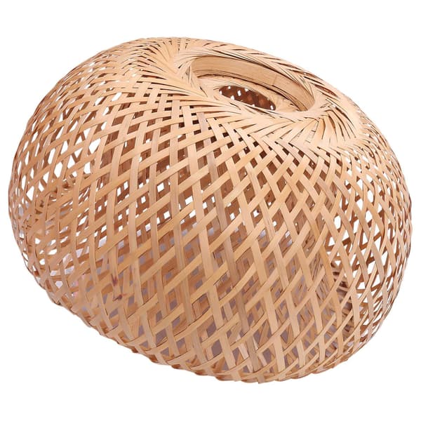 Lampskärm i bambu och rotting, handvävd dubbellagers bambukupol, asiatisk rustik japansk stil