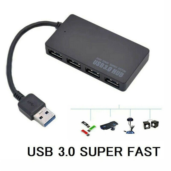 USB 3.0 -keskitin ja 4 portar Svart