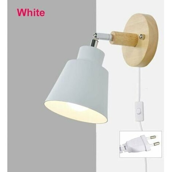 Væglampe med E27-kabelfatning Frit roterende læselampe ved sengen indendørs væglampe med kontakt til soveværelse, stue