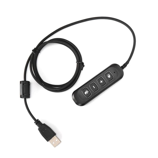 H901 USB-stik QD-kabeladapter Justerbar lydstyrke Call Center Headset Adapter til 3,5 mm Headset Sort