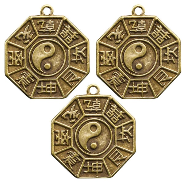 3st DIY-hängen Vintage Tai Chi Trigram Nyckelring Hängen Amuletthängen Väskhängen