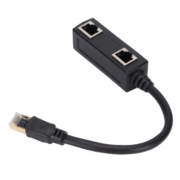 Ethernet Splitter CAT8 Netværkskabel Adapter Sort Holdbar Stabil Pålidelig til Hjemmekontor