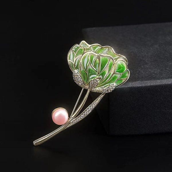 Blomma Brosch Pin Smycken Ljus Lyx Modekläder Decorat Green
