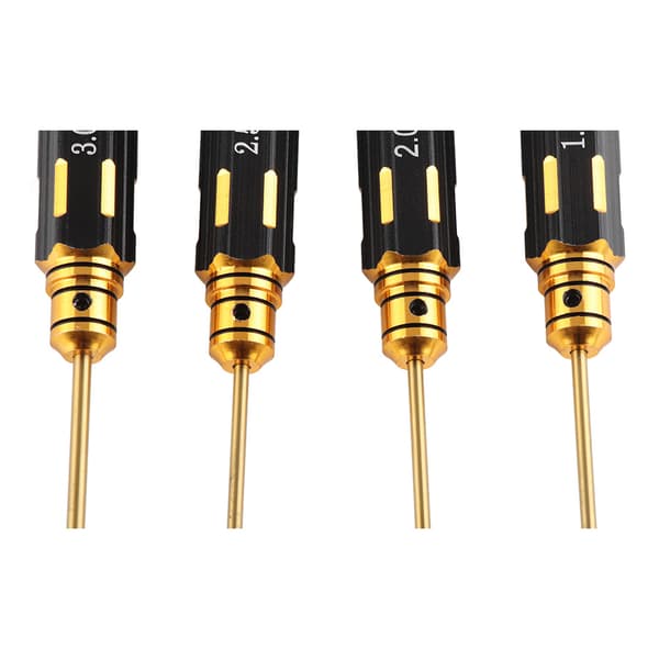 4 STK Titaniumbelagt Model Fly Skruetrækker Sort 1.5mm/2.0mm/2.5mm/3.0mm