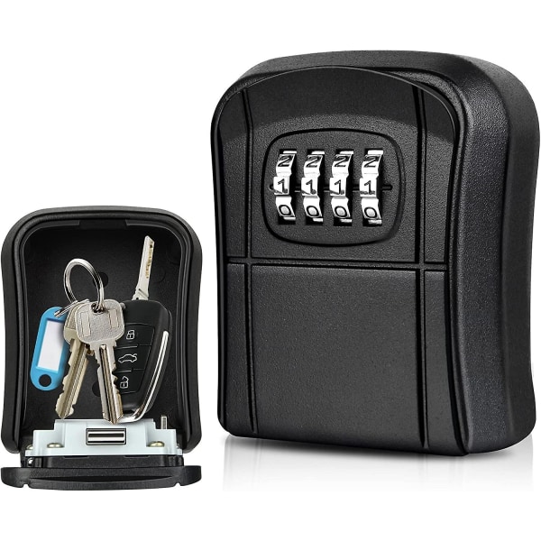 Nyckelbox Väggmonterad mininyckelsäker utomhusnyckelbox med återställbar 4-siffrig numerisk kod Vattentät nyckellåda för hemmaskola kontor Fabrik Airbnb Garag