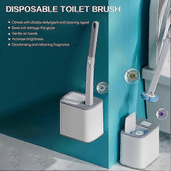 Disposable Toilet Brush Set with Replaceable Cleaning Heads Practical Bathroom Cleaning Brush Simplifies Daily Household Chores Lavender