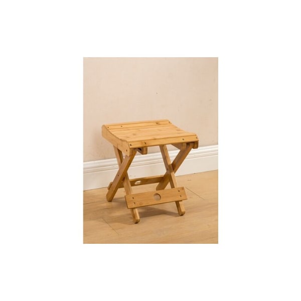 Bambus foldeskammel Lille bærbar bænk brusestol velegnet til badeværelse Sauna Spa Højde 31,5 cm