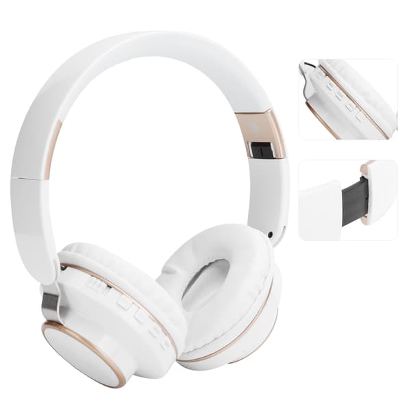 08S Bluetooth 5.0 HiFi Sammenleggbart Gaming Headset Hvit Sport Datamaskin Hodetelefon