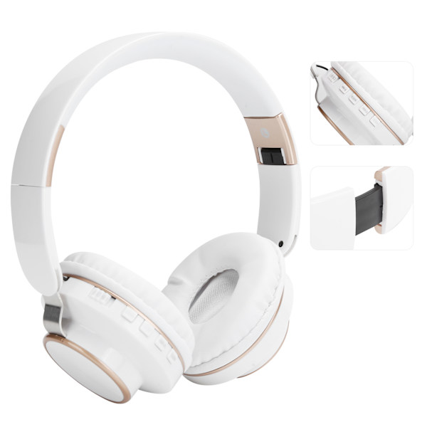 08S Bluetooth 5.0 HiFi Vikbart Gaming Headset Vit Sport Datorhörlur
