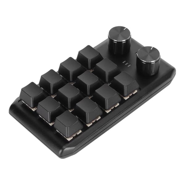 Mini Anpassningsbar 12 Tangenters Mekanisk Knappsats 2 Rattar Programmerbar Röd Switch Trådlös BT PC Gaming Multimedia med Batteri
