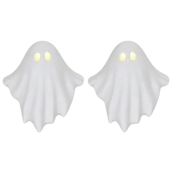 Halloween lysende spøkelsesfigur Sjarmerende spøkelsesdesign gir Halloween feststemning. Peishylle-dekor 2pcs