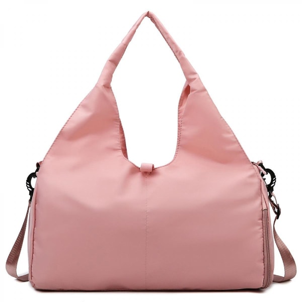 Bærbar rejsetaske, bagagetaske med stor kapacitet, fitnesstaske til tør og våd adskillelse, gymnastiktaske Pink