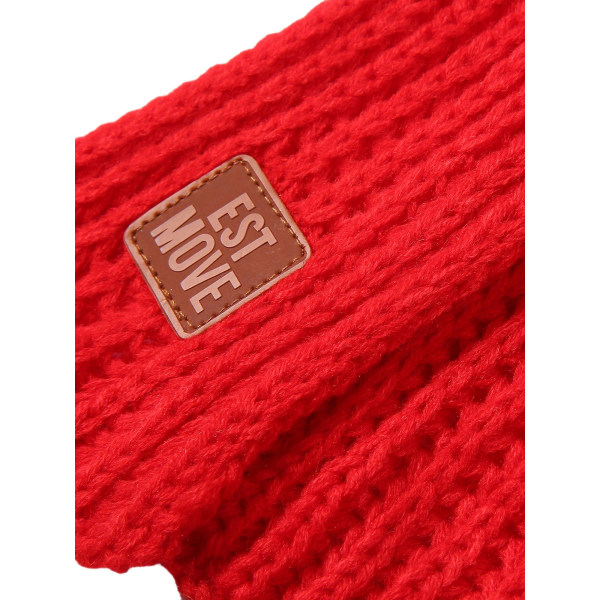 Unisex strikket halstørklæde til børn bogstavmønstre halstørklæde halsvarmer sjal til efterår og vinter Red One Size