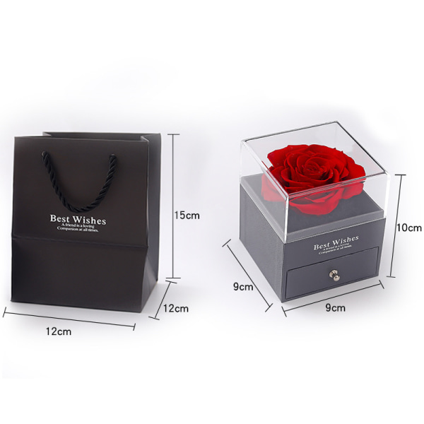 Rosa akrylkonserverad presentförpackning för blomsmycken, presentförpackning för smycken för alla hjärtans dag (rosa),