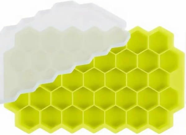 Bikube-isbitbrett, Bikube-silikonisbrett - 37 rutenett sekskantet isbitform for perfekt formede isbiter og iskuler Yellow