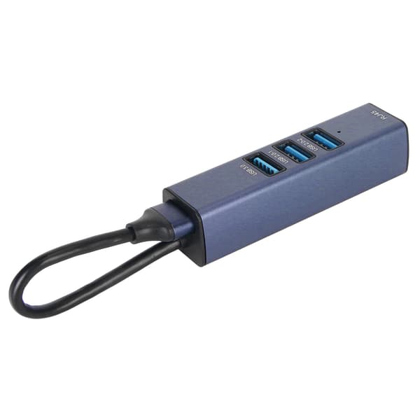 USB 3.0 til Ethernet-adapter 4 porter 100 Mbps 5 Gbps aluminiumslegeringshub for bærbar PC, stasjonær PC, nettbrett