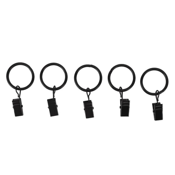 44 stk. sorte gardinringe i stål med clips, nem installation til gardinstang