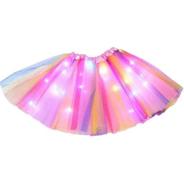 Lysande LED Tutukjol för flickor 2-12 år, elastisk 3-lagers ljus prinsess-LED-dansarkjol-Yvan blue
