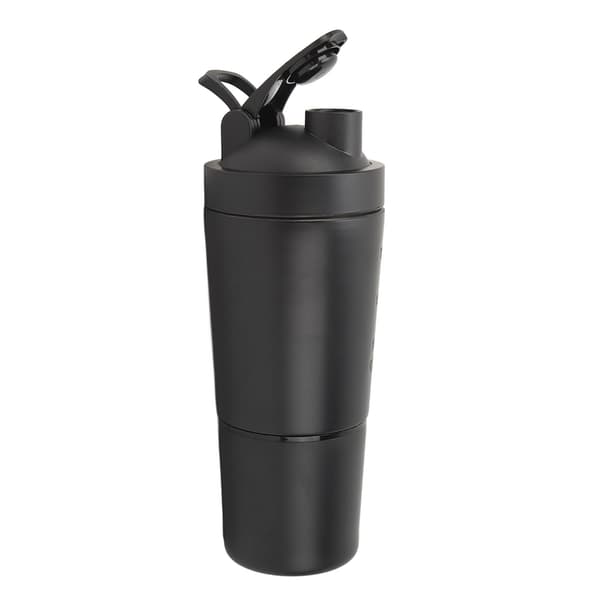 Protein Shaker Flaske i Rustfrit Stål 600ml Bærbar Blender til Pre Workout Sort