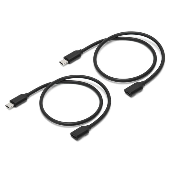 2 STK USB C Han til Hun Forlængerkabel PD Strømstik Forlængerledning 1m 3.3ft Sort