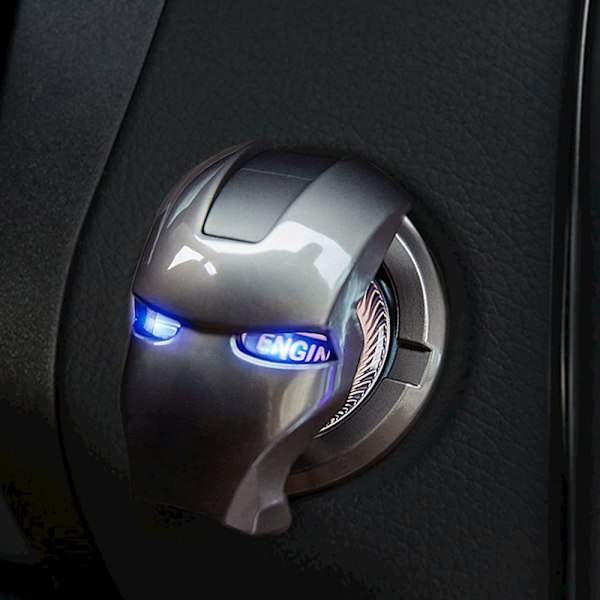 (5-PACK) Bil Start Stopp knapp Knapplock Metall (Matt Silver)