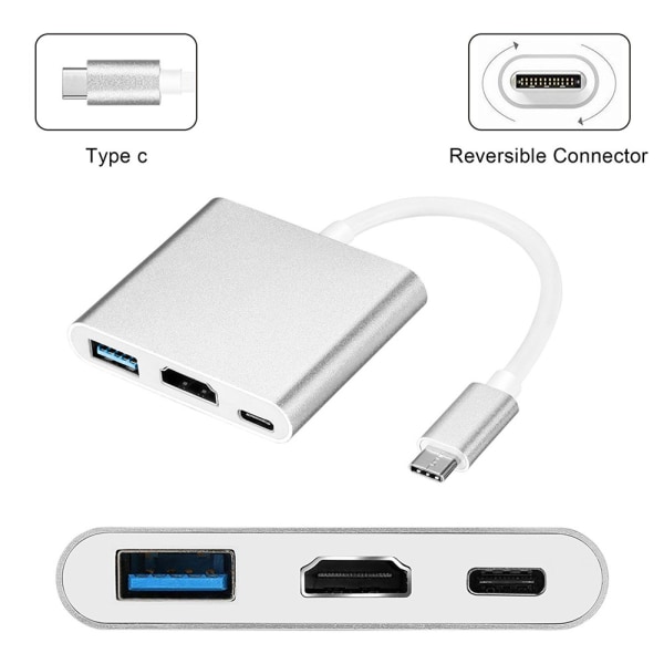 USB-C Multiport Adapter till USB (PD), HDMI 4K och USB-C