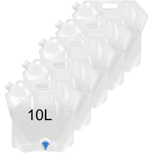 (5st) Vattendunk vattenflaska vatten dunkar vattenpåse 10L Kran (10L Vit)