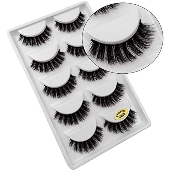 (iLashes.SE) 5-par lösögonfransar - 3D faux mink G600 svart (iLashes.SE) (G-600)