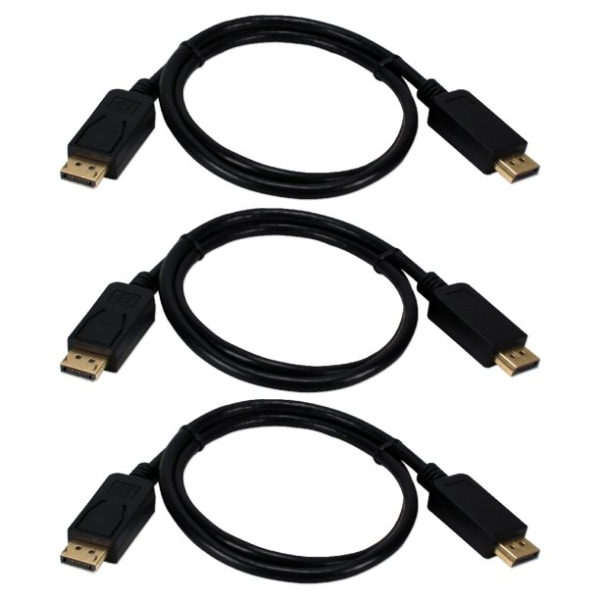 (3-PACK) DisplayPort kabel, 0,5m, 4K Ultra HD 2160p (60 Hz), 1.2 (3-PACK, 0,5M)