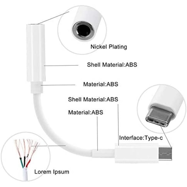 (2st) Adapter USB-C till 3.5mm , Android , Samsung, hörlurar