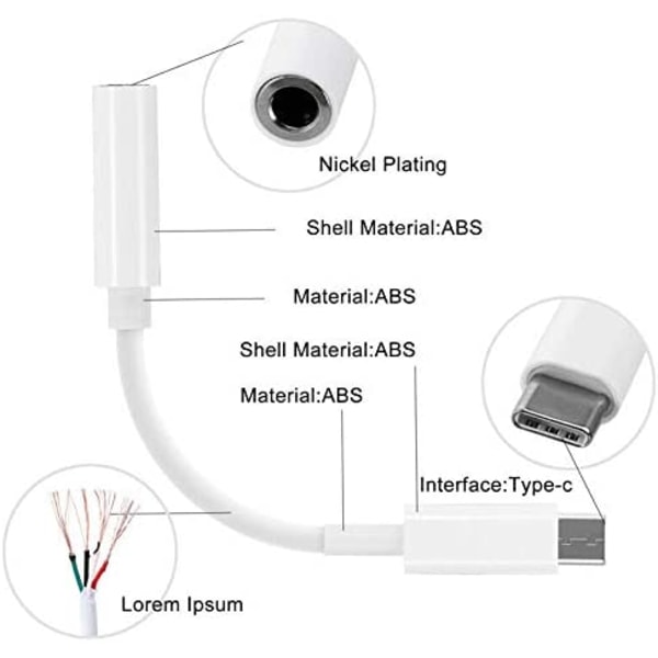 (2st) USB-C till 3.5 mm adapter (för Samsung ,Android, hörlurar) S24/S23/S22