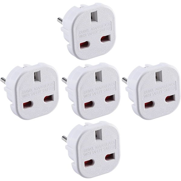 (5-PACK) Reseadapter , UK till EU typ C,E,F (Storbritannien till EU) Resa (Storbritannien till EU)