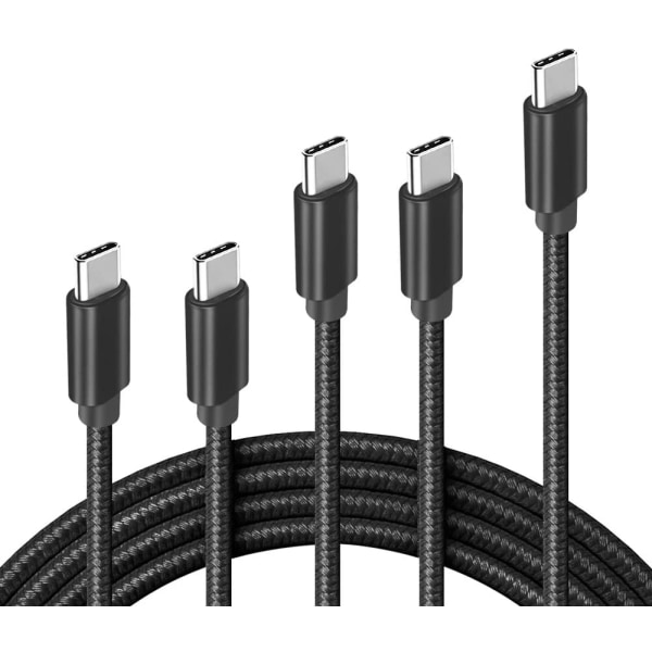 (5st) för Samsung och iPhone 15 USB-C till USB-C Kabel Extra Lång - 2 Meter (5-PACK) 2 meter