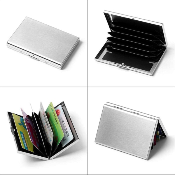 (4st) Rostfri Korthållare med fack Skyddar RFID plånbokmetall silver korthållare 