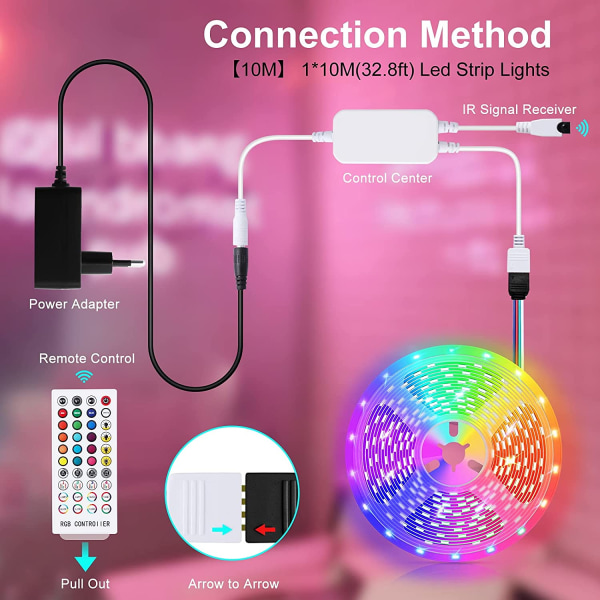 10m RGB LED-Ljusslinga / Flexibel LED-Strip med Bluetooth & App (10 Meter)