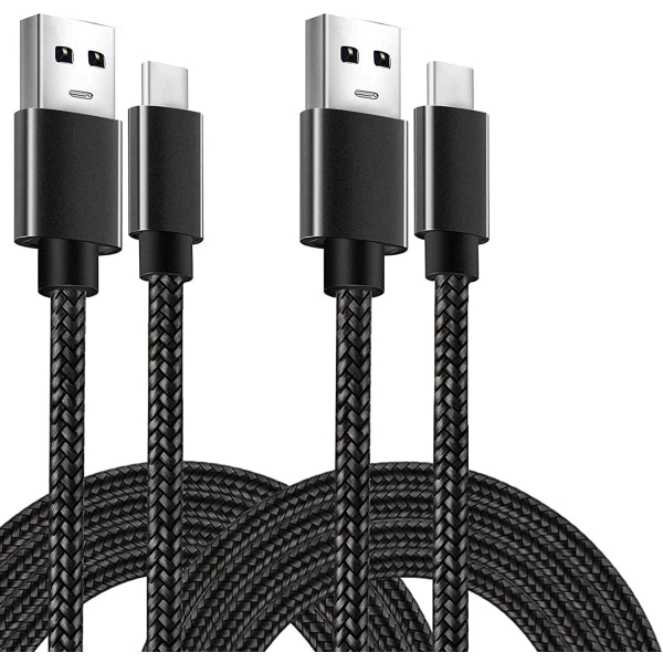 (2st) Samsung S20 S21 ULTRA 5G Laddare USB-C USB-kabel 2m (2-PACK) 2 meter