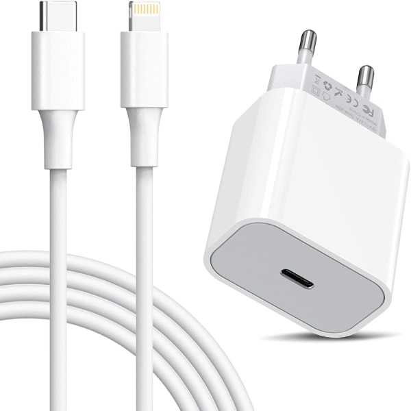 2M iPhone 20W USB C snabbladdare OCH USB-C till Lightning kabel 2 meter