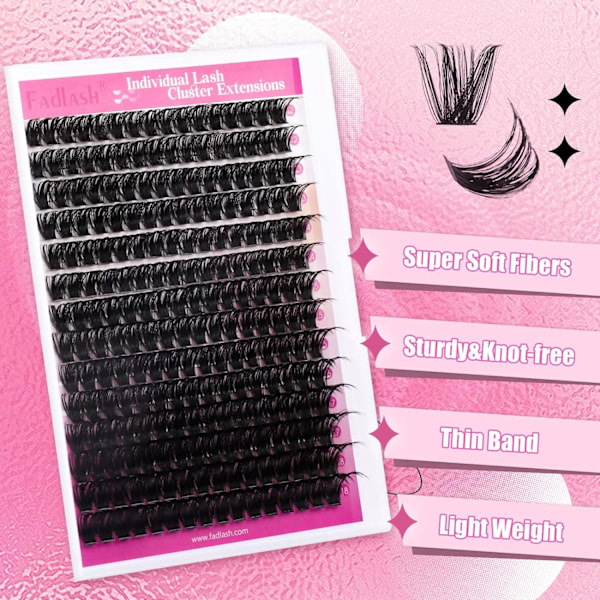 (iLashes.SE) Kluster DIY individuella fransar (0.07 D Curl 12-18mm 100D)