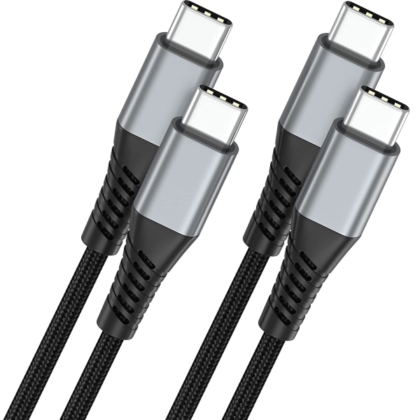 (2ST 2M) Hög kvalitets USB-C till USB-C Kabel S22 (EXTRA LÅNG) (2-PACK) 2 meter