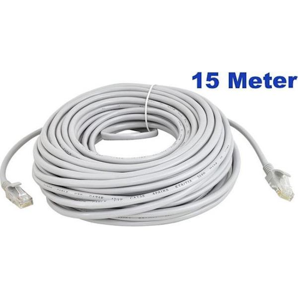 15m - Nätverkskabel Cat5e - Internetkabel grå (15 Meter)