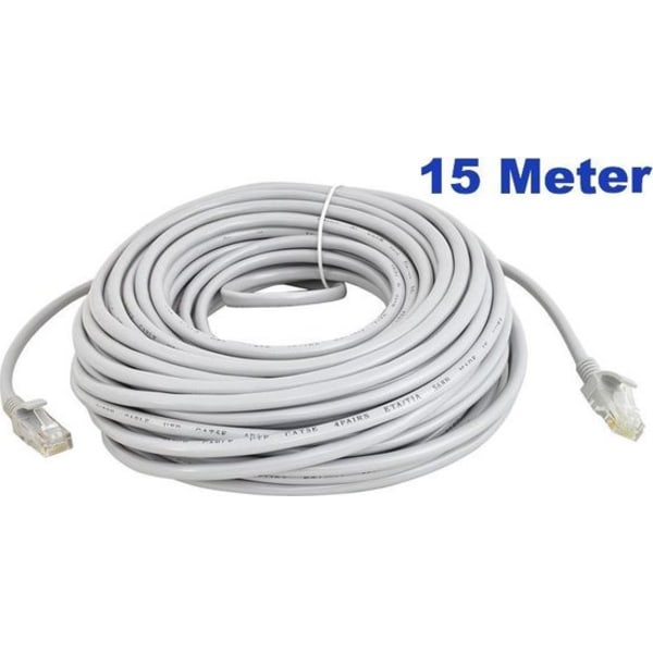 (2st) 15m - Nätverkskabel Cat5e - Internetkabel grå (15 Meter)