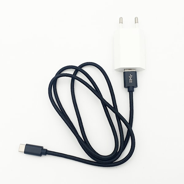 USB C MFL laddkabel (3M) Nylonflätad + Universell 1A Väggladdare