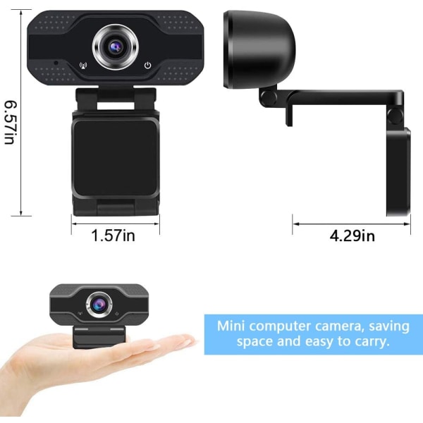 1080P HD webbkamera med inbyggd mikrofon, USB 2.0 (PC & MAC)