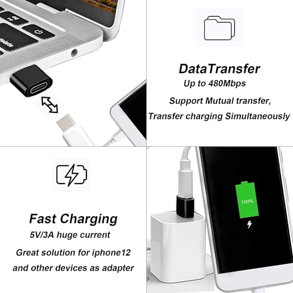 (2st) USB-adapter - USB typ A (hane) till USB-C (hona) - USB 3.1 (2PACK) C-hona till A-hane